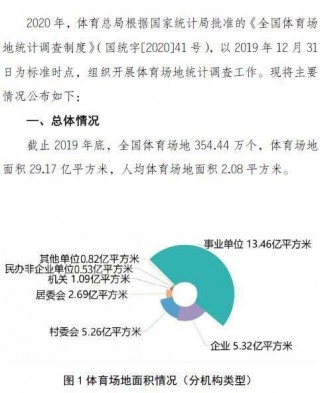 全國體育場地統計：足球場10.53萬個 籃球場97.48萬個數量最多