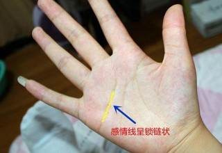 手中感情線上有波折，婚姻、感情容易起伏不定！