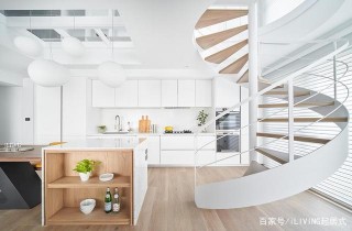 純白北歐風loft，一樓實現女主的夢想廚房，二樓是男主的娛樂室