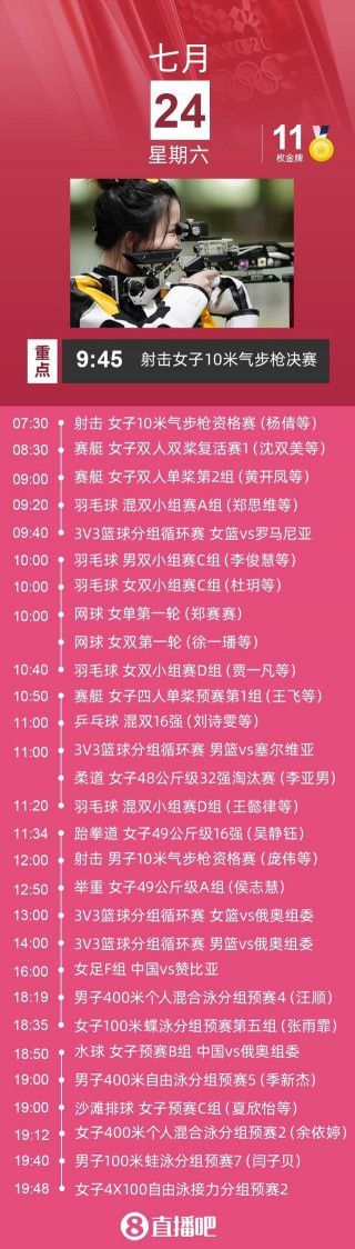 24日奧運看點：年輕搭檔沖擊首金 三人籃球開戰男女籃首秀
