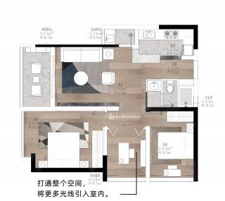 79m輕工業風兩居，水泥灰+金屬，打造個性的家居空間