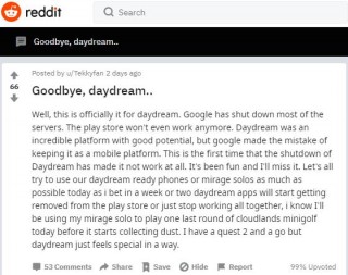 拔掉插頭：谷歌已關停Daydream VR官方應用商店的服務器