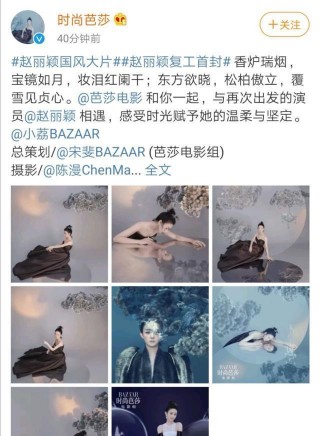 趙麗穎最新大片曝光，妝容淡雅氣質清冷，演繹水墨風