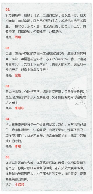 感動五千年的十大歷史人物揭曉！