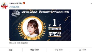 李藝彤成功連霸或成鞠婧禕第二，黃婷婷榜上無名，SNH48六選落幕